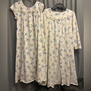 CELESTIAL DREAMS by KOMAR cotton gown & Robe VINTAGE floral M